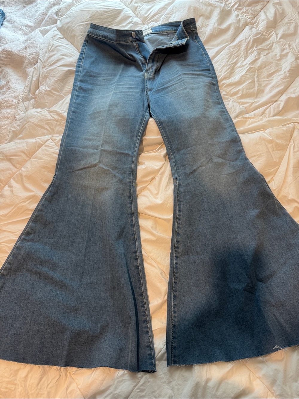 Free People High-Rise Flare Jeans in Medium Blue Wash